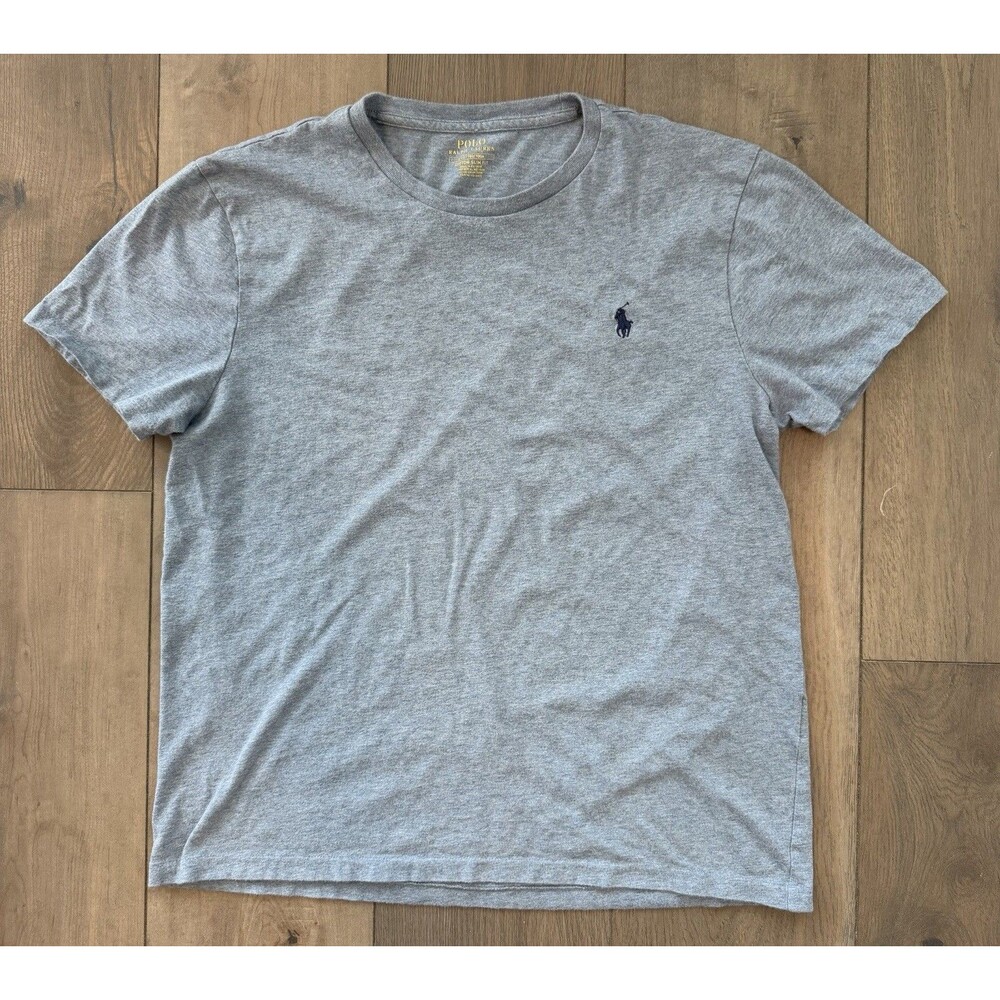 Polo Ralph Lauren T-Shirt Mens Large Light Blue Custom Slim Fit Embroidered Pony